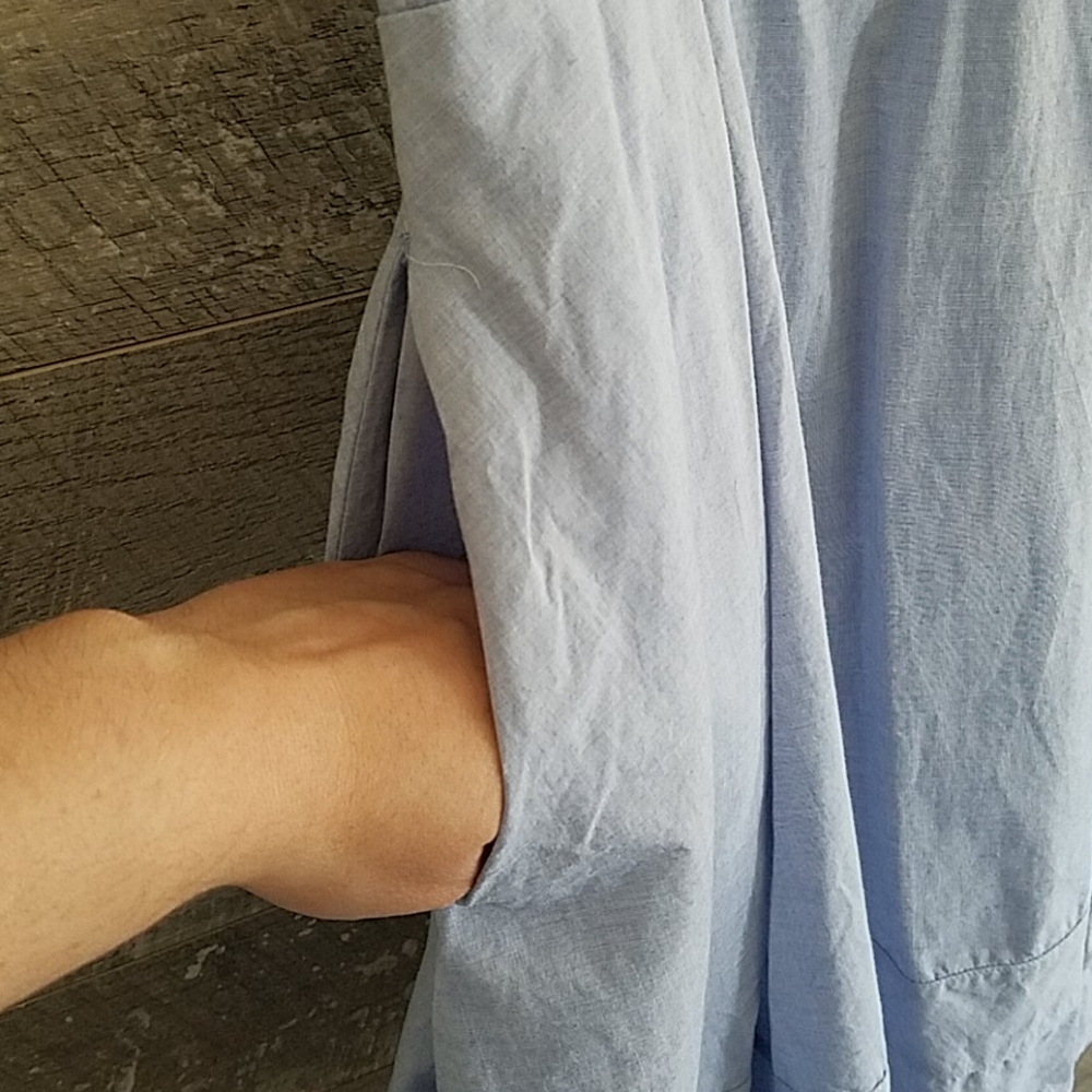 Blue Linen A Line Midi Express Dress - Picture 5 of 6